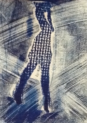 Person Print - Blue Lady  Walking